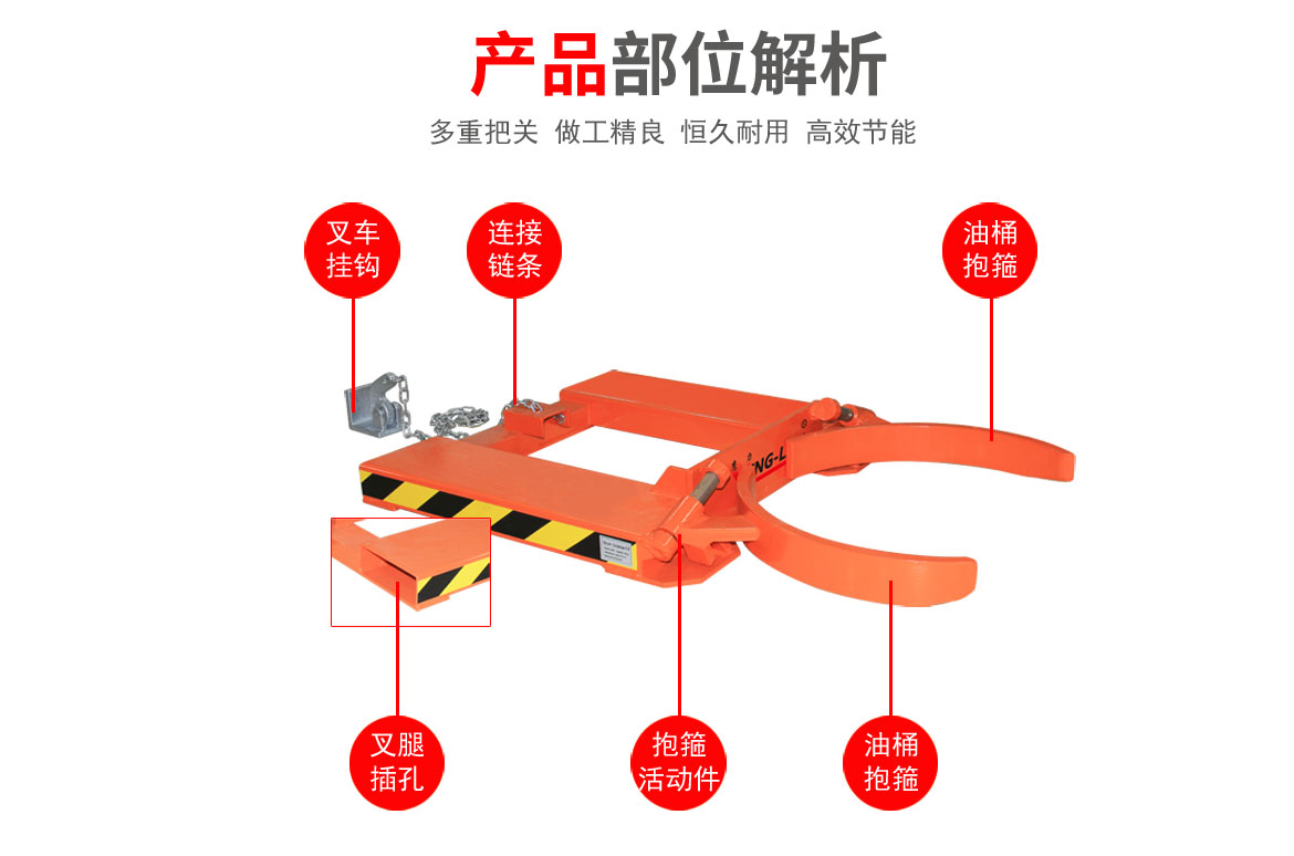 抱箍式叉車專用油桶夾具