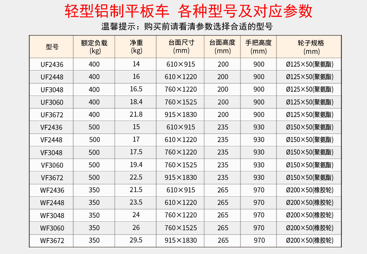 輕型鋁制平板車